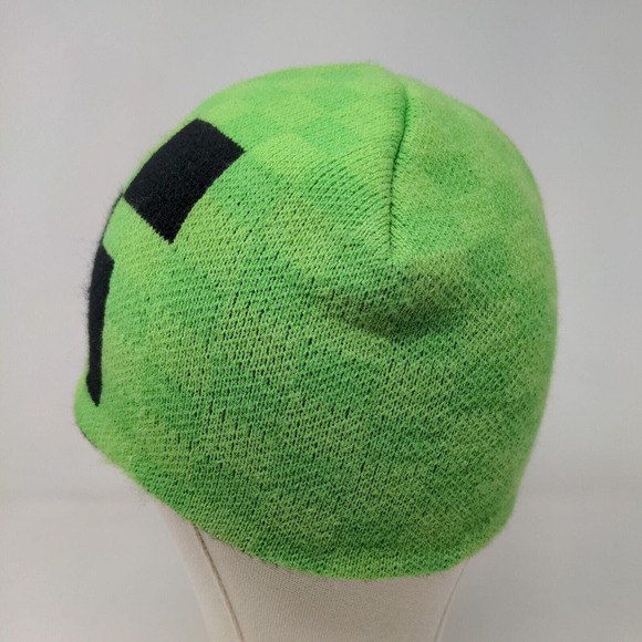 Jinx Boy's Knit Minecraft Beanie Cap Hat Green Creeper 100% Acrylic - Picture 3 of 10